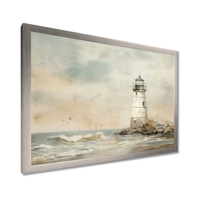 Art mural sur toile Minimal Gray Light House, H 30 po x l 40 po x P 1,5 po, Cadre argenté