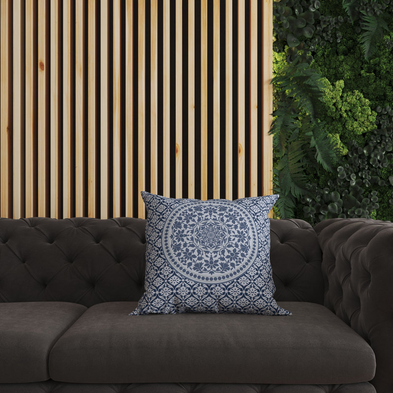 Light Blue and White Faux Suede Reversible Throw Pillow