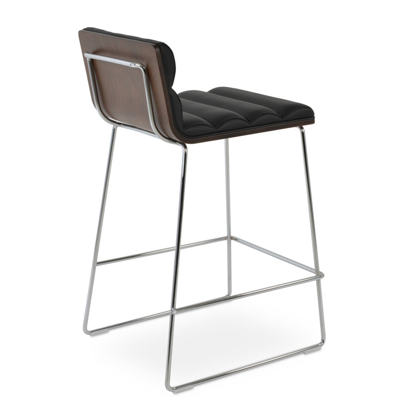 Tabouret de comptoir bar & Corona, Similicuir - noir, Tabouret de comptoir (assise de 24 po de hauteur)