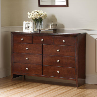 Damian 55""  Solid and Manufactured Wood Nine Drawer Triple Dresser -  Alcott HillÂ®, BAAE43EFD6CB4A8F81BC8D77A9A824E0