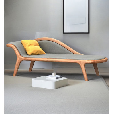 Nordic Style Solid Wood Fabric Bedroom & Living Room Chaise Lounge