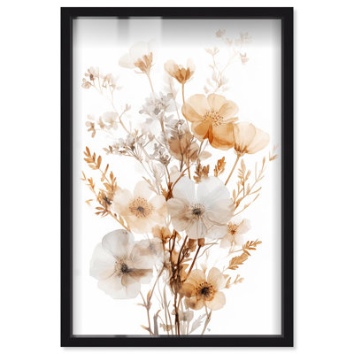 «Parchment Petals Shadowbox Print», art floral élégant par Art Remedy
