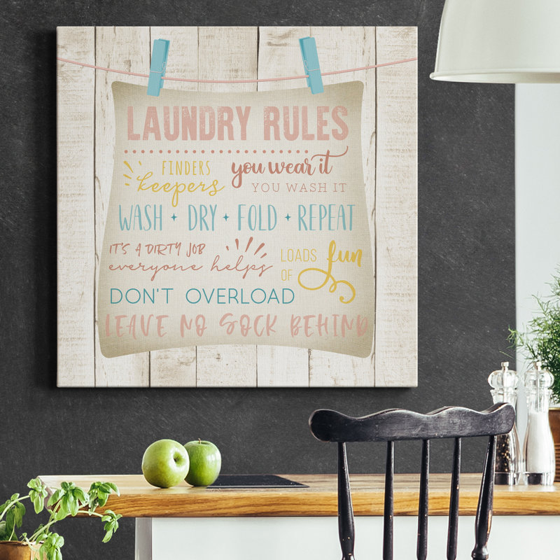 Laundry Laundry - Reproduction d'art textuel sur toile tendue, H 32 po x l 32 po x P 1 po