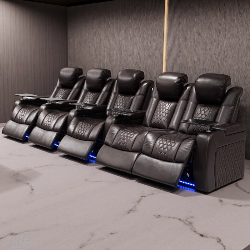 Ensemble de 155 fauteuils inclinables électriques 155,5 pouces avec nappa de grain supérieur, relaxation entièrement réglable, charge intelligente et éclairage à DEL RVB dynamique