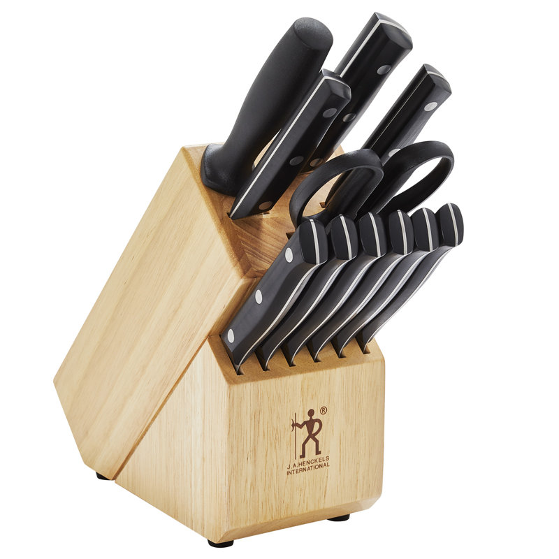 Dynamic 12-Piece Stainless Steel Knife Block Set with Hardwood Block