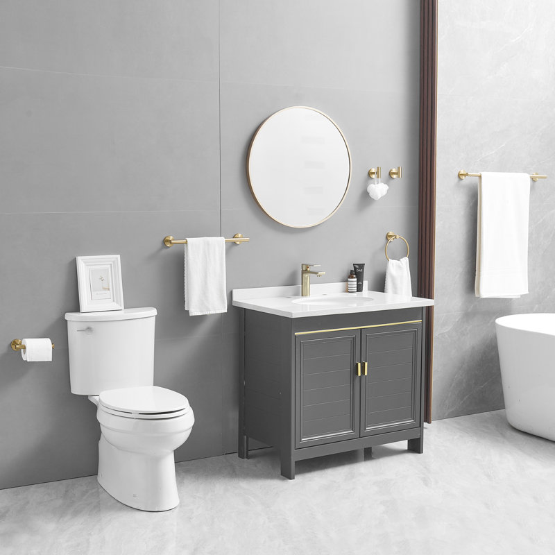 Luster 6-Piece Bathroom Hardware Set, Brushed Gold