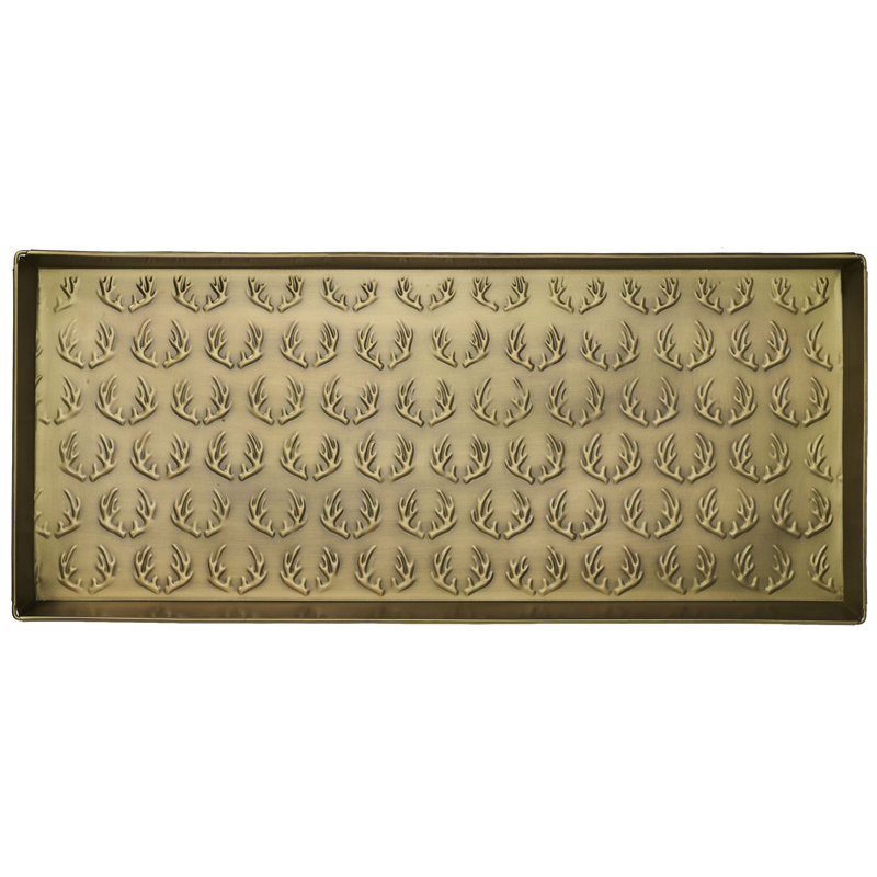 Antler 30 in. x 13 in. Indoor Boot Tray, Antique Brass