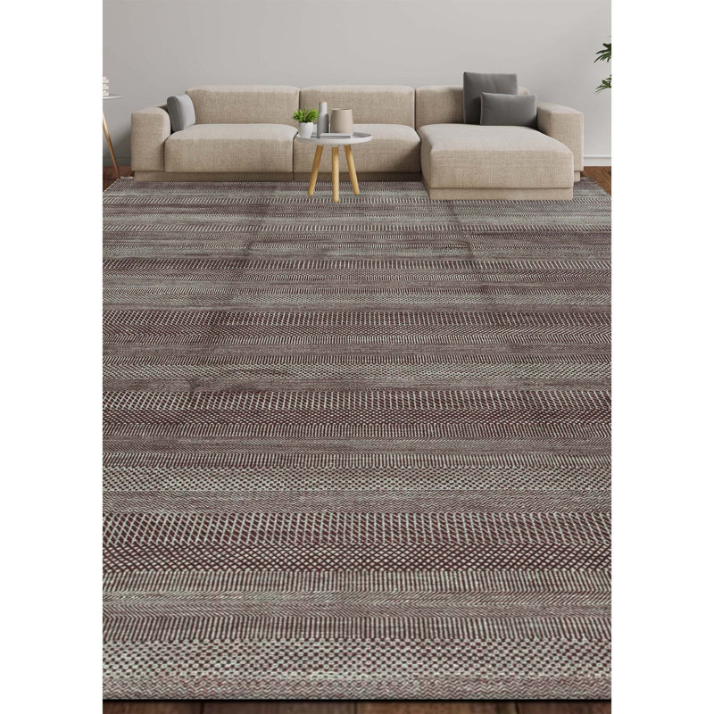 Striped Area Rug in Wine/Silver/Gray