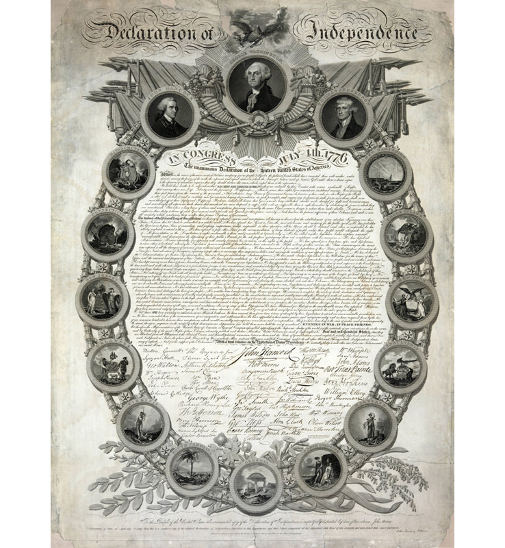 The Declaration of Independence, 24" H x 18" W