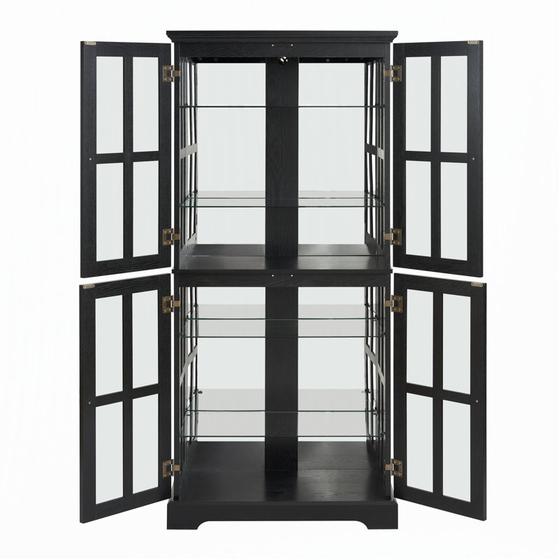 Vitrine antique en verre avec tablettes réglables et éclairage