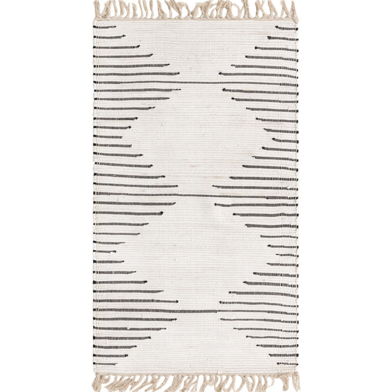 Tapis uni / rayé couleur crème Bracen, Rectangle 3 pi 3 po x 5 pi