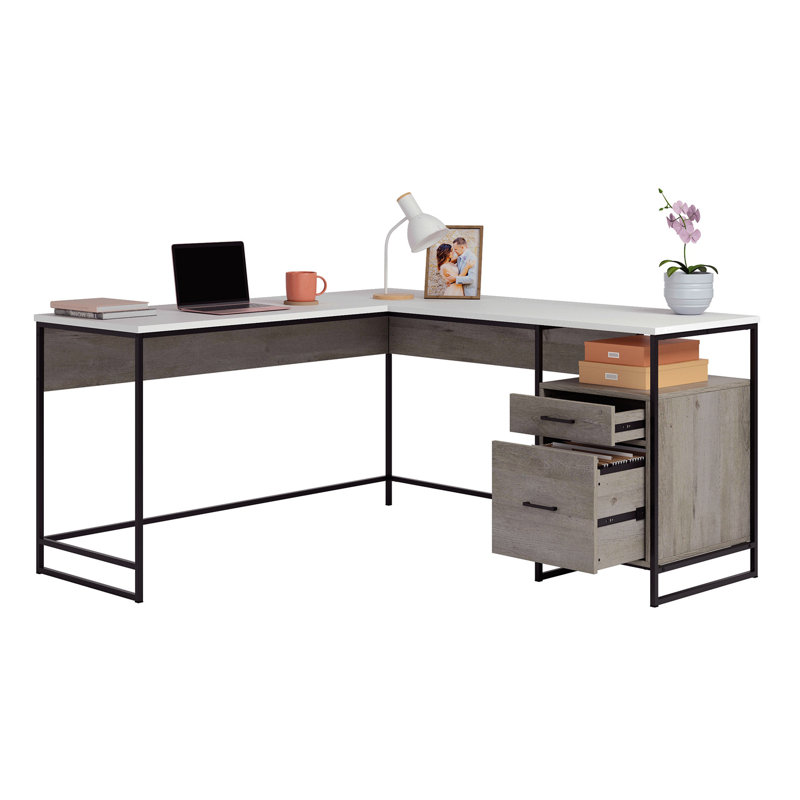Bureau en L, finition brune