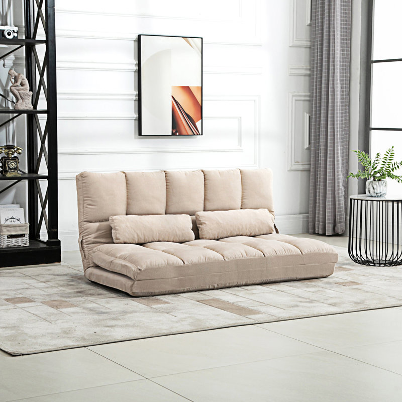 Convertible Floor Sofa Chair, Beige, 23.5" H x 51.3" W x 28.8" D