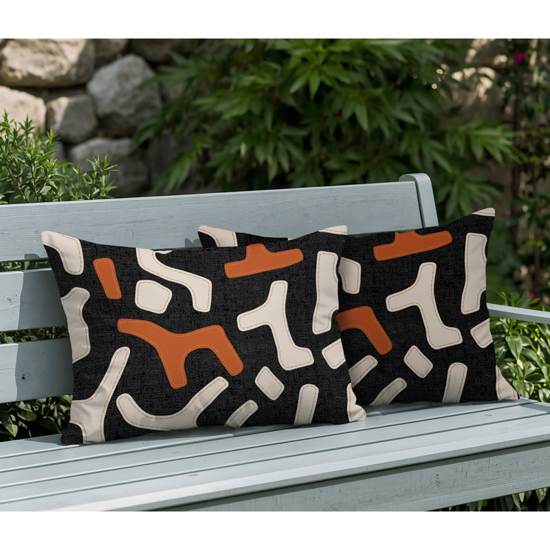 Coussin intérieur / extérieur 2 ensembles Mai, Orange brûlé, 20 po x 14 po