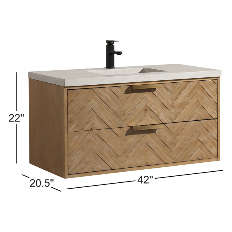 Meuble-lavabo simple mural avec plateau en béton Carlsbad