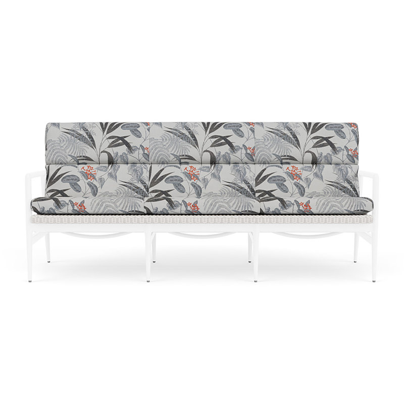 Cascade Outdoor 3 - Seat Patio Sofa, Delicate Botanical Slate, White