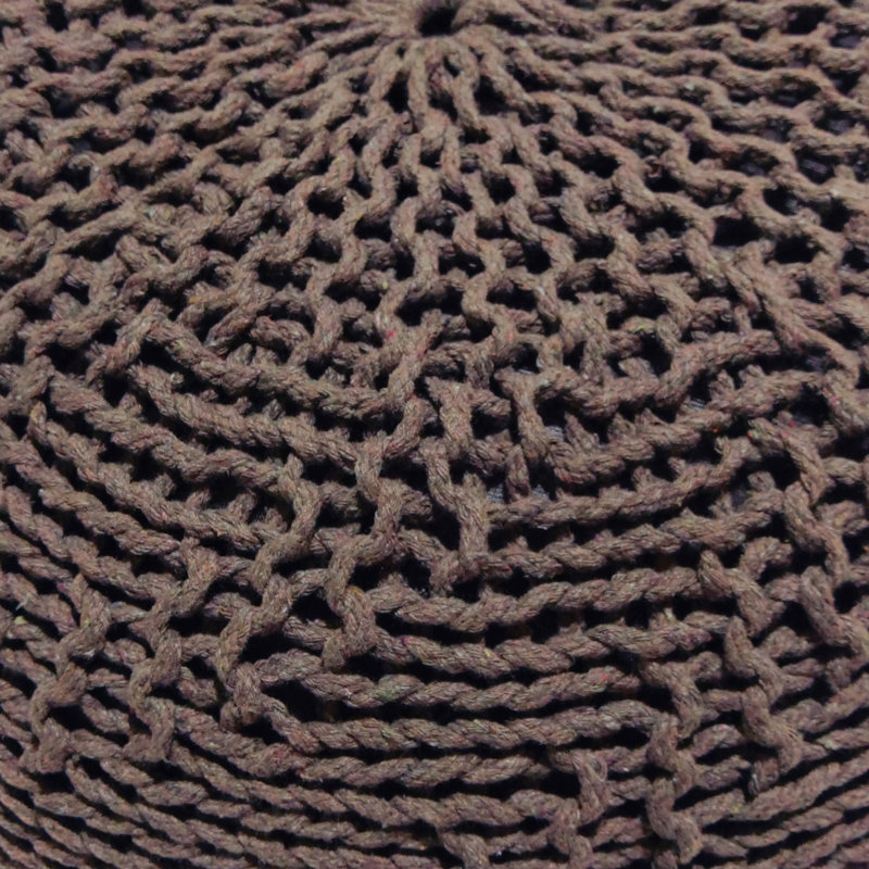 Knit Weave Pouf, 20” W X D 14” H, Brown, Modern Decor For Indoor Outdoor Areas Weave, 20x20x14 Inches, Design Spaces
