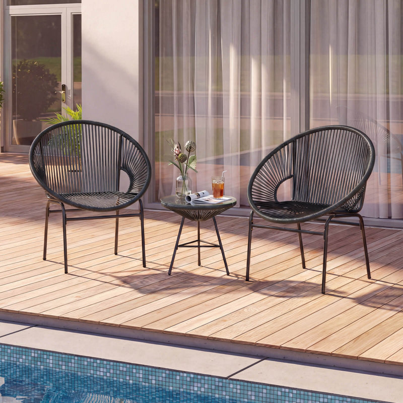 Ensemble de 3 chaises d'extérieur Bayou Breeze, Noir
