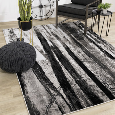 Tapis gris à motif abstrait Lachlan
