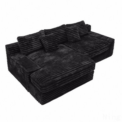 Modular Sectional Sofa Seat,Upholstered Compressed Couch For Living Room,Bedroom,Apartment,No Assembly Required,2Pc Free Combination,Plush Corduroy Fabric