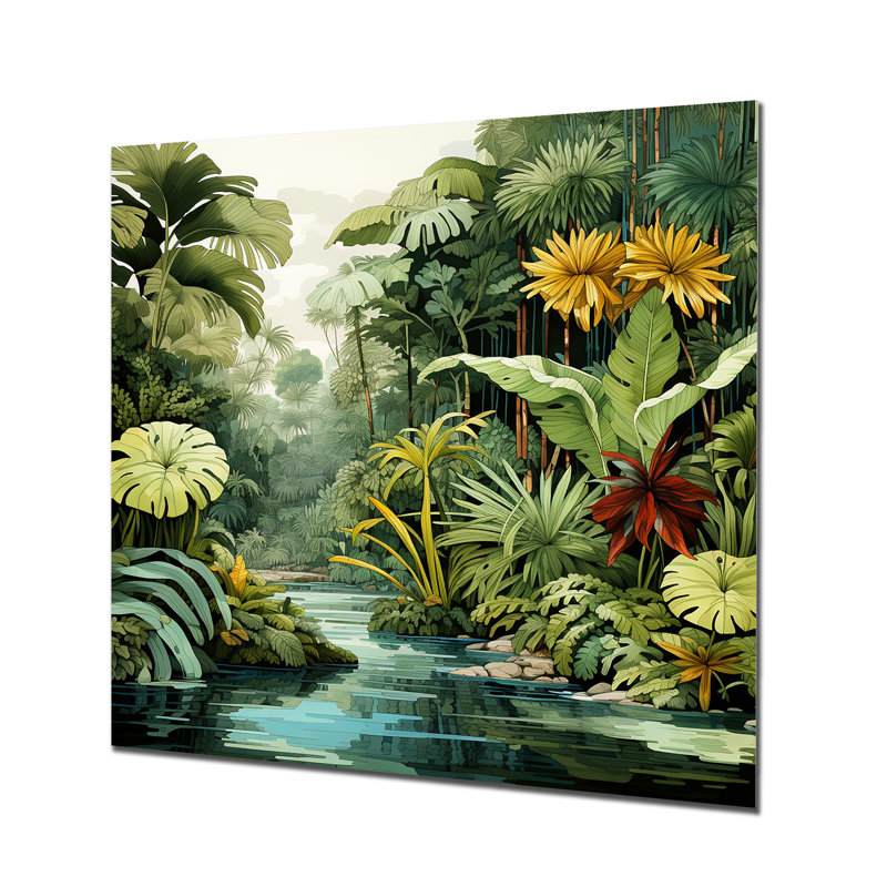 Rainforest Jungle Plants Landscape 2 - Jungle Metal Wall Art, 16" H x 16" W