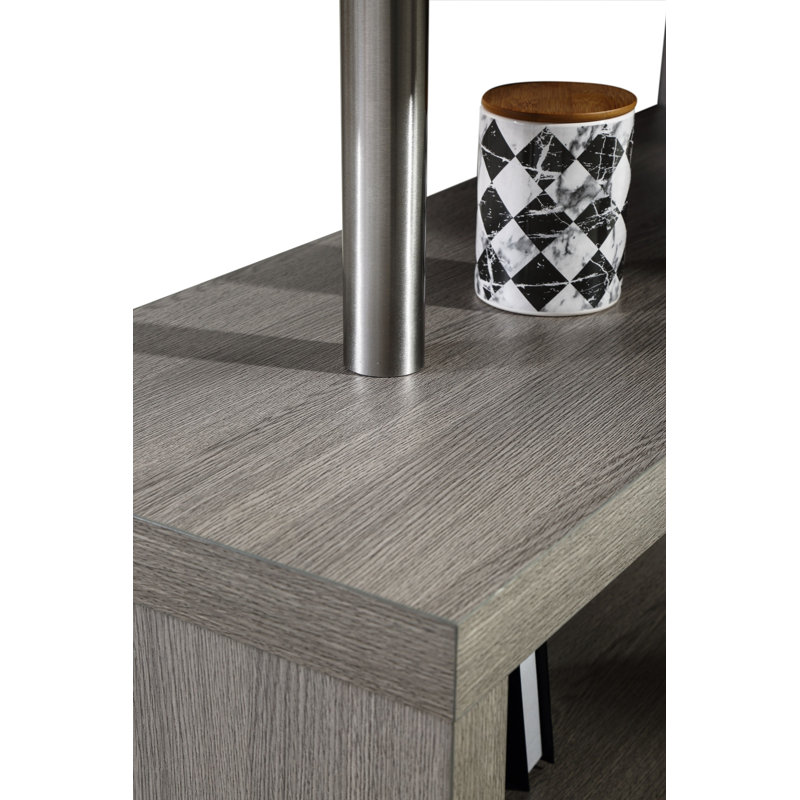 Demetra L-Shaped Writing Desk, Matte Gray