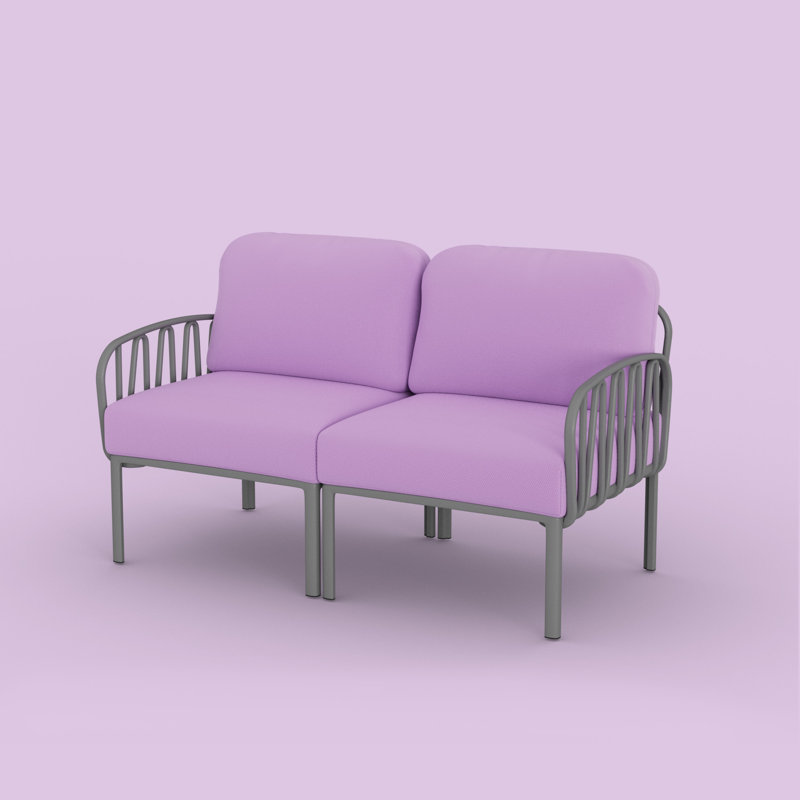 Canapé de patio en résine avec coussins, Gris / Mauve