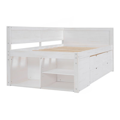 Lit de jour simple avec tiroirs et tablettes, lit de jour
