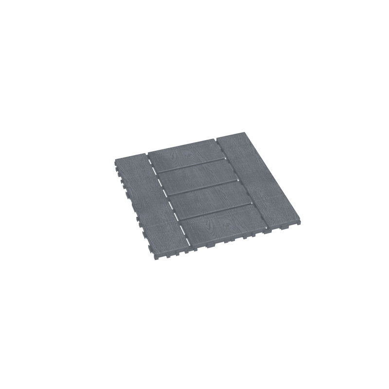 11.8'' L x 11.8'' W Plastic Interlocking Deck Deck Tile Kit, Black