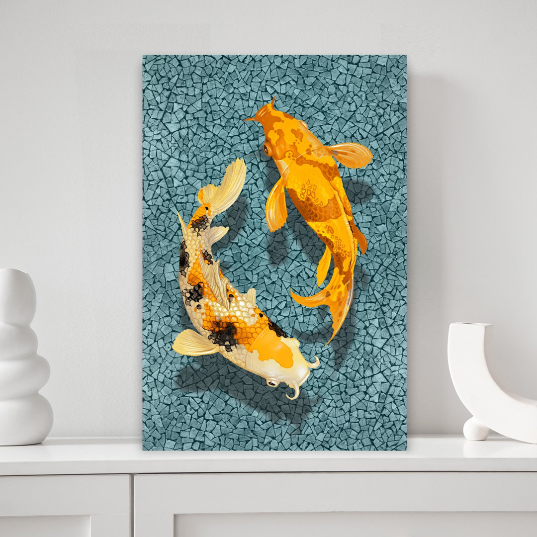 Yin Yang Koi Contemporary Fish Wall Art Print