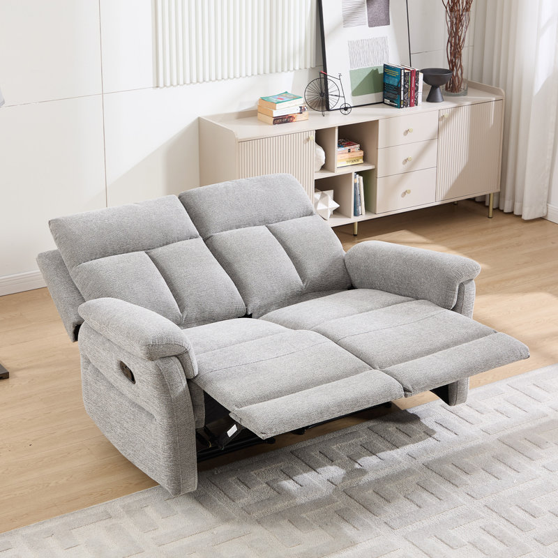 Ensemble de salon inclinable manuel 2 pièces en chenille moderne 2 pièces, Gris clair