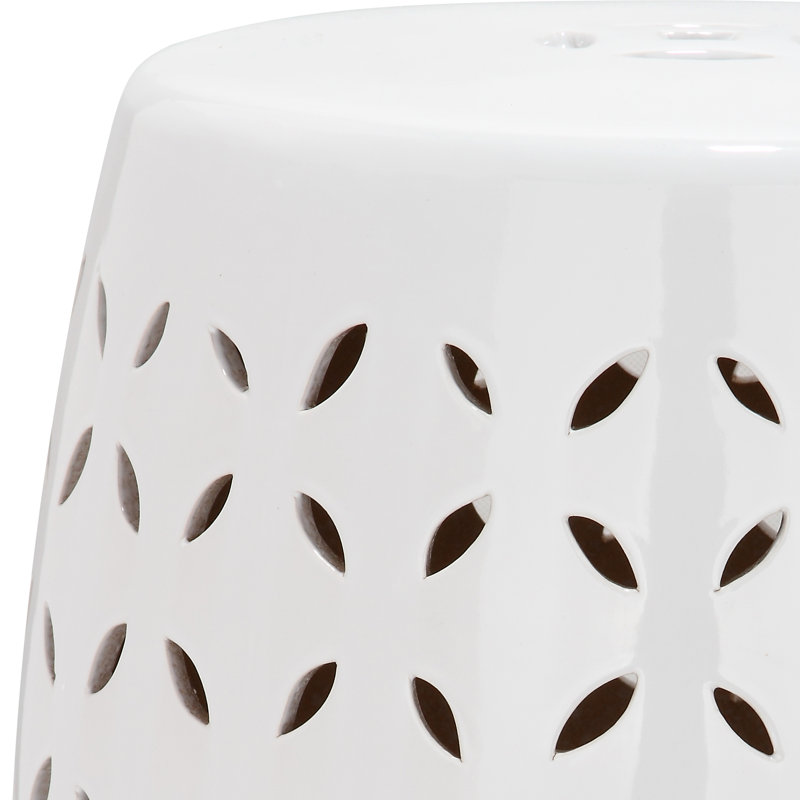 Hakon Ceramic Accent Stool, White
