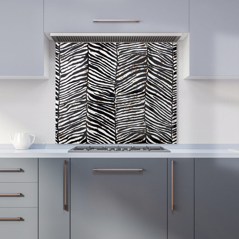 Zebra Pattern Premium Glass Kitchen Splashback W600mm x H750mm
