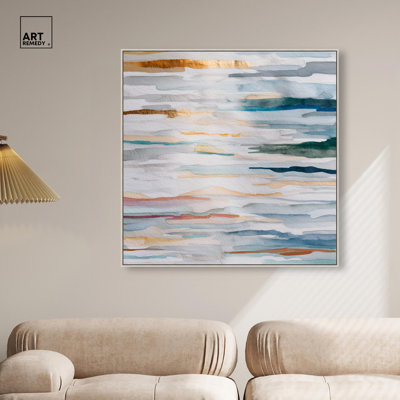 Calm Sea at Dawn I Canvas Print Bathroom Wall Decor by Art Remedy, Gallery Wrapped, 24 x 24