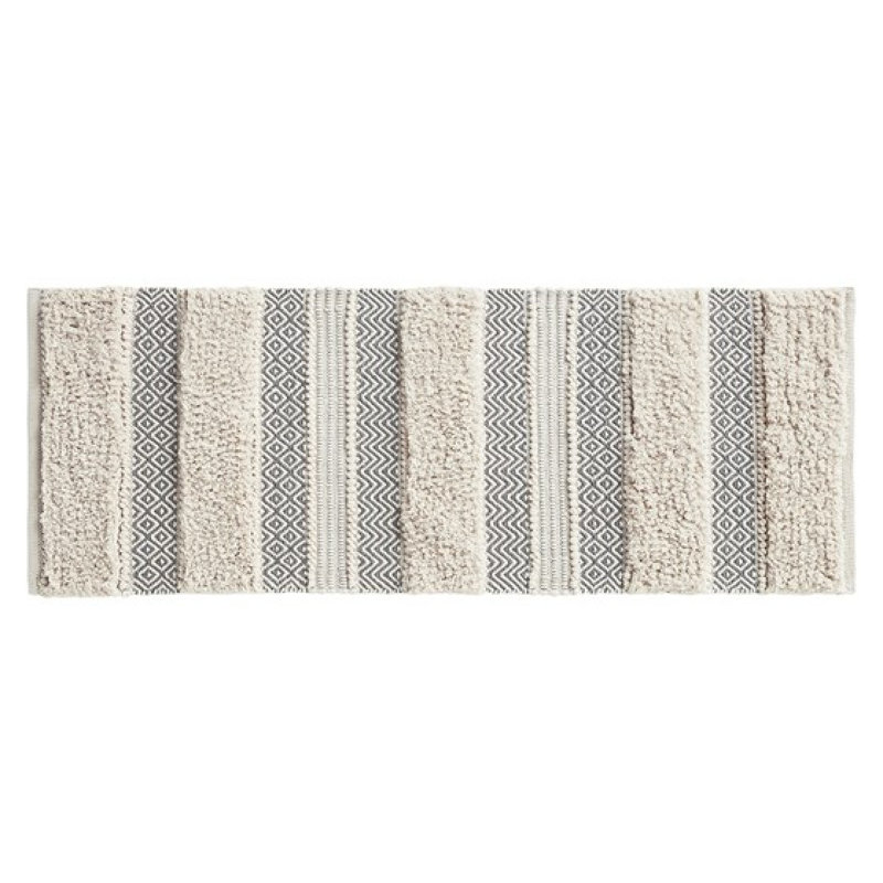 Woven Texture Stripe Bath Rug Grey 22X58"