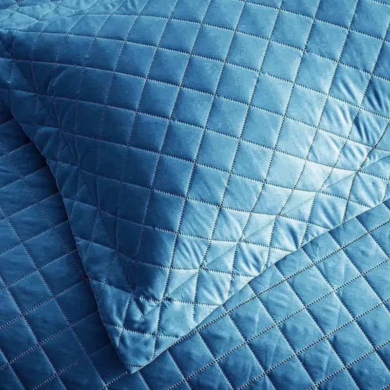 Microfiber Bedspread with Pillow Shams Included, King Bedspread + 2 Standard Shams, Blue
