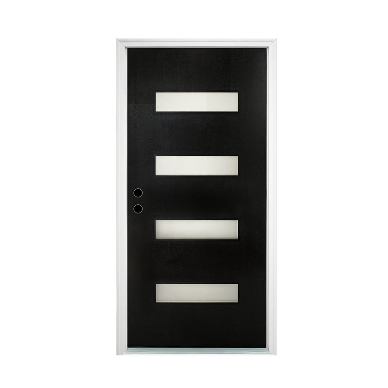 Contemporary Style for Home's Front Entrance Entry Door, Black, Right Hand/Inswing