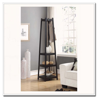 Coat Rack W/ 3-Tier Storage Shelves