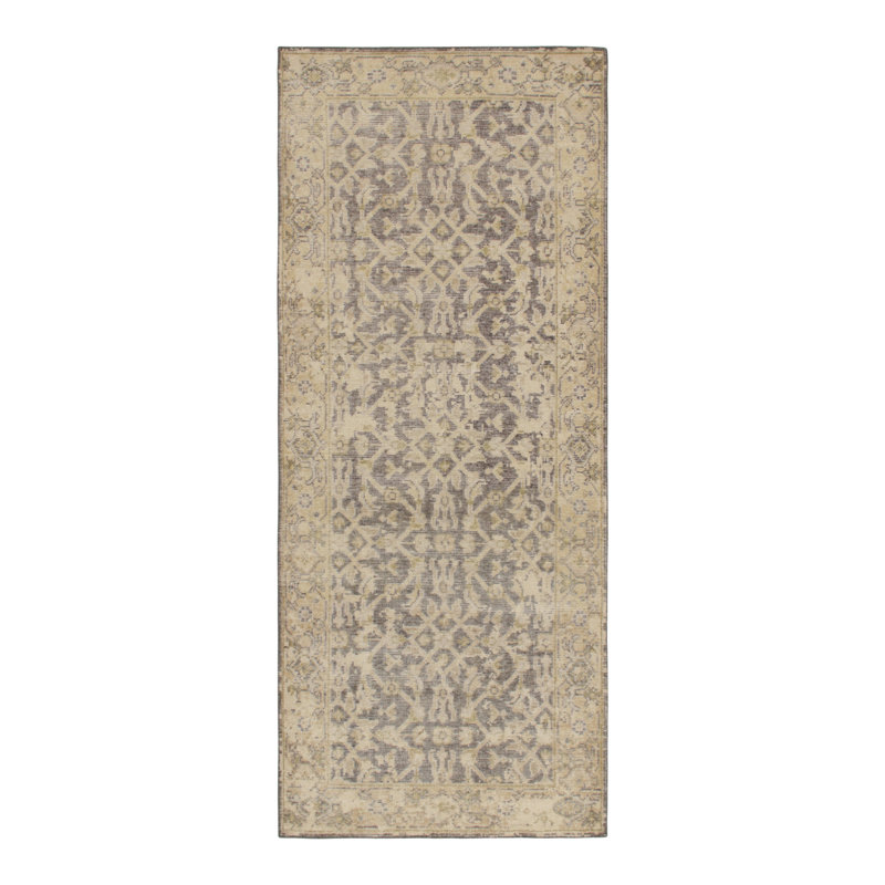 Distressed Homage Hand Knotted Wool Geometric Area Rug, Runner 2'6" x 12'