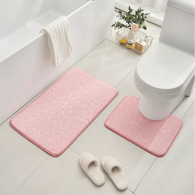  Bathroom Rug Set Of Foam Bath Mat Toilet Mat Soft Absorbent Thick Rug Non-Slip Backing Universal Machine Washable