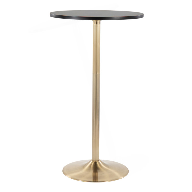 Table de salle à manger ou de bar contemporaine réglable en métal doré et bois noir