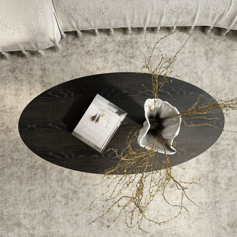 Table basse moderne en bois massif noir Meranda, H 18,11 po x l 47,24 po x P 23,42 po