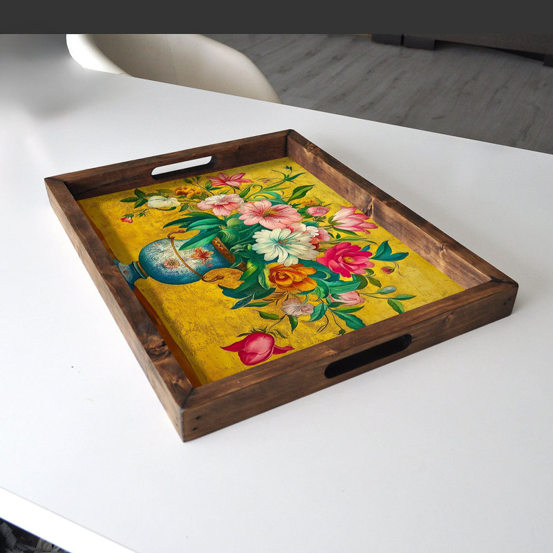 Elegant Solid Wood Tray, 18.9 x 15.0 x 1.6 inches | UV Printed on 0.2-inch Thick MDF | Perfect for Serving, Organizing, and Home Décor | Durable and Stylish Design for Any Occasion