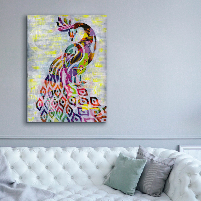 «Peacock» par Artpoptart, art mural sur toile, H 54 po x l 40 po x P 1,5 po