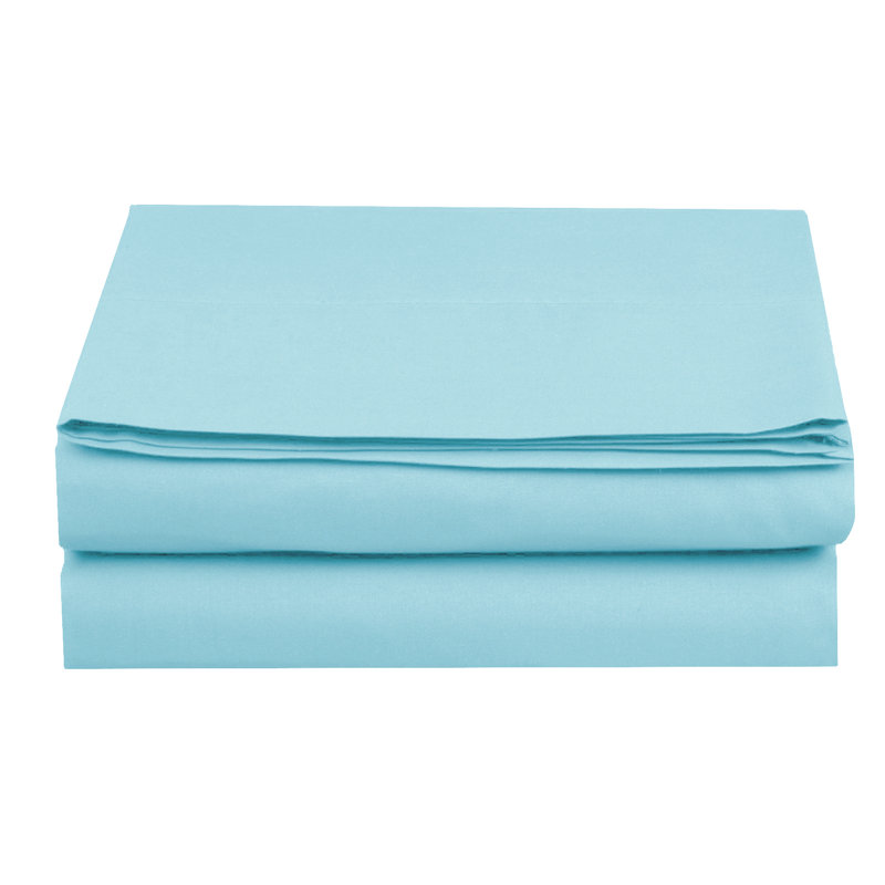 Drap en microfibre douce et respirante, Turquoise, Drap plat pour lit simple