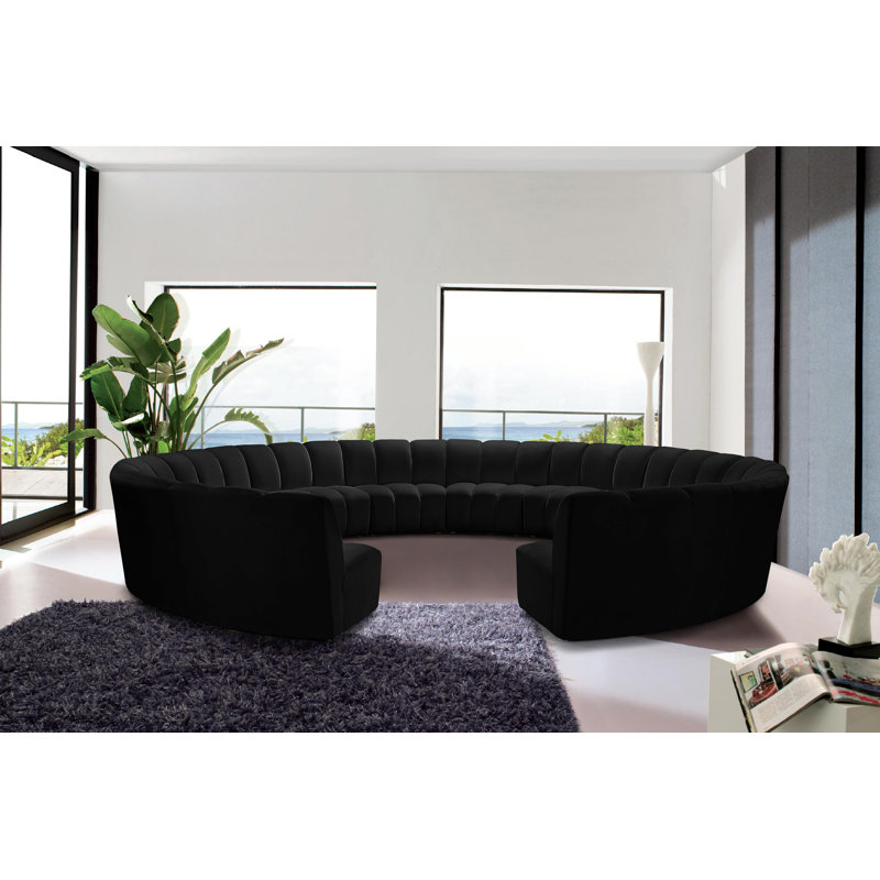 Canapé modulaire en velours Infinity, 12 pièces, Velours noir
