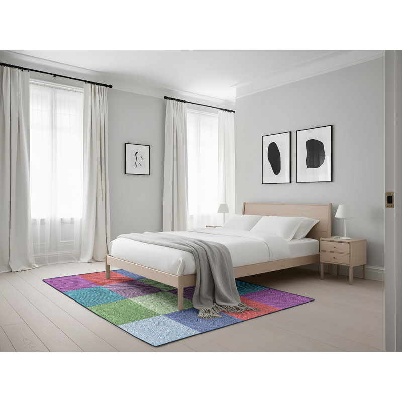 Tapis motif rose/vert/orange, Rectangle 5 pi x 7 pi
