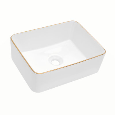 16X12 Inch Ceramic Rectangular Vessel Bathroom Sink