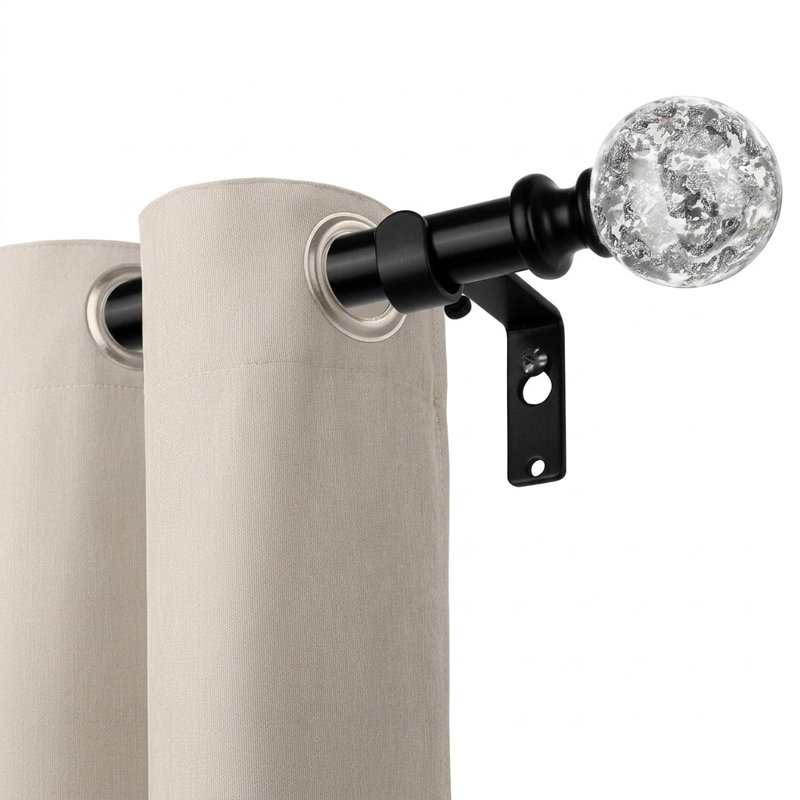 Natural 80cm to 218cm 1.9cm Single Curtain Pole