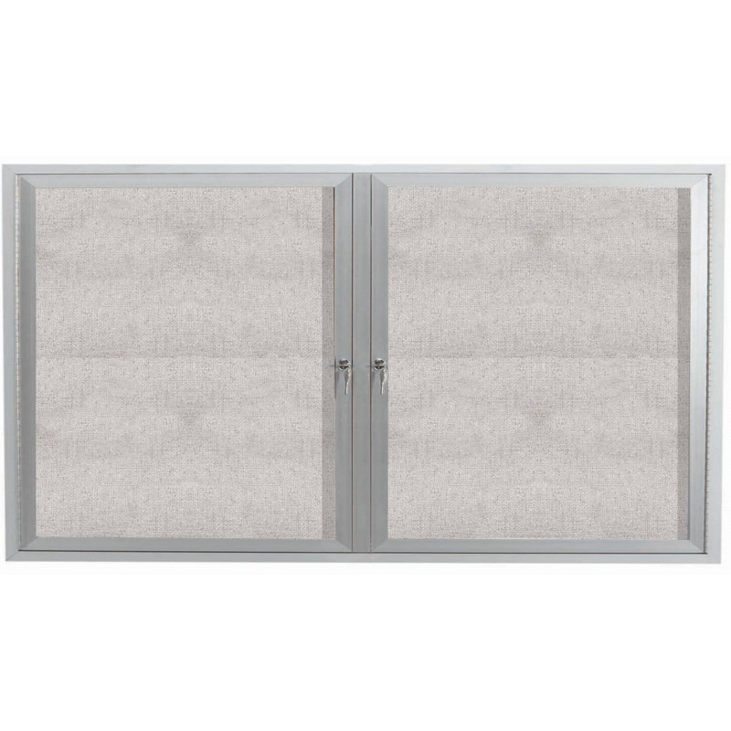 Outdoor Wall Mounted Bulletin Board, Clear Satin Anodized Aluminium, Two, 36" H x 60" W